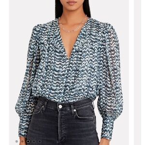 NWOT Intermix Yasmin Printed Silk Blouse - S